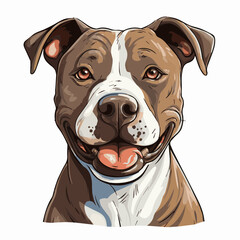 simple cartoon clipart pitbull dog white background