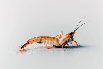 AI generated illustration of single shrimp on white background
