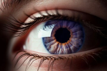 AI generated illustration of a human blue eye with reflection