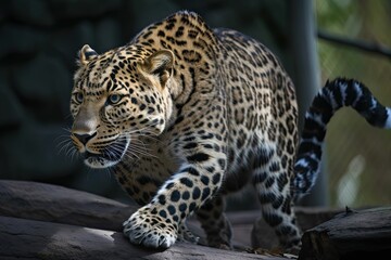 Fototapeta na wymiar AI generated illustration of A beautiful cheetah gracefully walking in its zoo enclosure