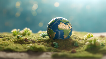 Obraz na płótnie Canvas Miniature planet earth with nature background