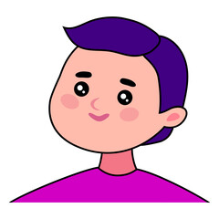 Happy smiling man portrait. Baby face. User avatar. Vector flat cartoon style illustration isolated, on white background