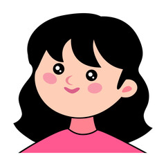 Happy smiling woman avatar, user portrait. Cute baby's face. Vector flat cartoon style illustration isolated on white background