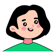 Happy cute smiling man. Baby face avatar. Male portrait. Vector flat cartoon style illustration isolated, on white background