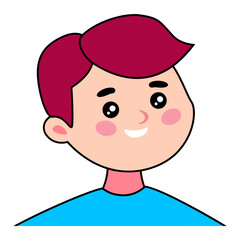 Happy cute smiling boy. Baby face avatar. Vector flat cartoon style illustration isolated, on white background