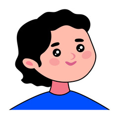 Happy smiling man portrait. Baby face. User avatar. Vector flat cartoon style illustration isolated, on white background