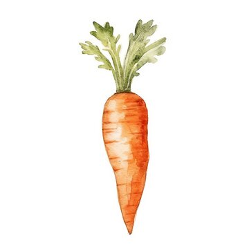 Fresh Organic Carrot Vegetable Background, Square Watercolor Illustration. Healthy Vegetarian Diet. Ai Generated Soft Colored Watercolor Illustration with Delicious Juicy Carrot Vegetable.