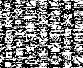 Seamless monochrome pattern with brutal texture