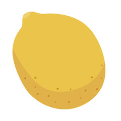 Lemon fruit in flat cartoon style. Vector illustration, isolated on white background. Farm market element, healthy nutrition menu 