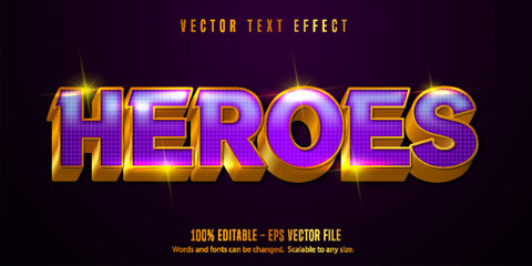 Editable text effect, shiny gold text style