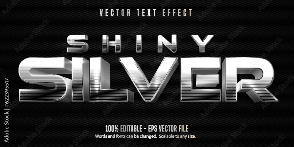 Poster editable text effect, silver metallic text style