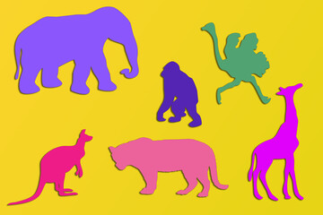 Animal contours. Templates from photoshop software.