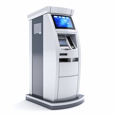 Fototapeta premium project of a modern ATM machine isolated on white, ai tools generated image