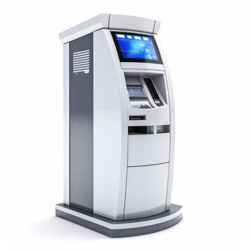 project of a modern ATM machine isolated on white, ai tools generated image