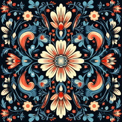 Ethnic floral pattern traditional folk old ancient antique tribal ethnic. Ornate elegant luxury background symmetrical.