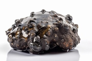 Photographic Capture of a Huge Wet Halved Manganese Nodule Isolated on a White Background