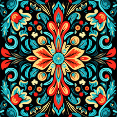 Ethnic floral pattern traditional folk old ancient antique tribal ethnic. Ornate elegant luxury background symmetrical.