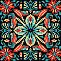 Ethnic floral pattern traditional folk old ancient antique tribal ethnic. Ornate elegant luxury background symmetrical.