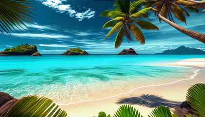 Fototapeta na wymiar Beautiful tropical beach Ai generated image