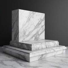 White marble podium for product advertising. Generative AI