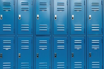 Blue school lockers. Student lockers in the style of American schools, Generative AI