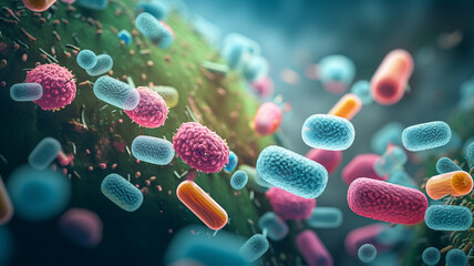 Macro photo of colorful bacteria