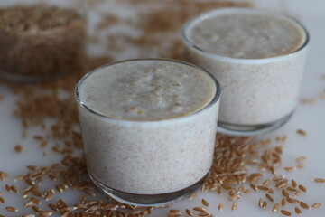 Khapli wheat porridge. Healthy porridge made of broken emmer wheat, simmered in milk. A version of porridge with oldest wheat varieties of India