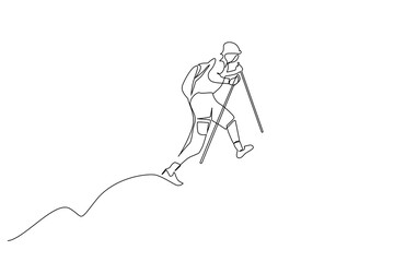 one person walking in nature hike trekking walking line art