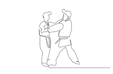 two people close combat karate taekwondo aikido fight practice sport line art