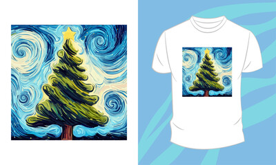 Vector graphic t-shirt design, with colorfull tree
