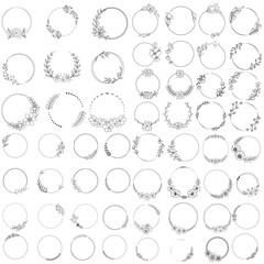 Obraz premium Floral wreaths, big set of floral round frames vector illustration. Perfect for invitations, greeting cards, quotes, blogs, Wedding Frames, posters and more