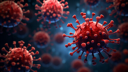 Naklejka na ściany i meble Macro photo of virus and pathogen 