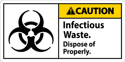 Biohazard Caution Label Infectious Waste, Dispose Of Properly