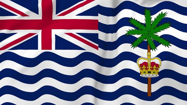 Waving flag of British Overseas Territory British Indian Ocean Territory, aca BIOT. 3d animation in 4k resolution video.