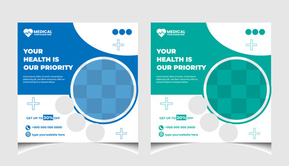 Healthcare or medical social media post template design.