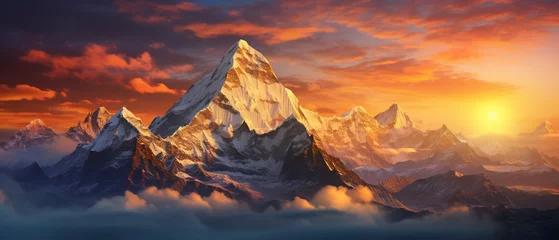 Fotobehang Lhotse Landscape photo of Mt. Everest at sunset