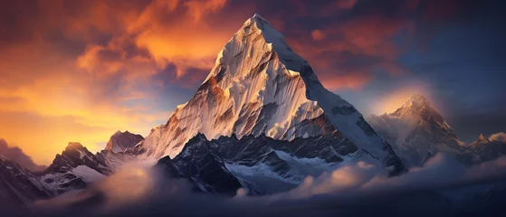 Foto auf Acrylglas Lhotse Landscape photo of Mt. Everest at sunset