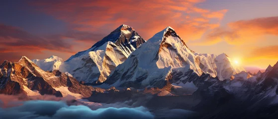 Foto auf Acrylglas Lhotse Landscape photo of Mt. Everest at sunset