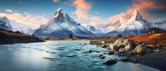 Wall murals Lhotse Landscape photo of Mt. Everest at sunset