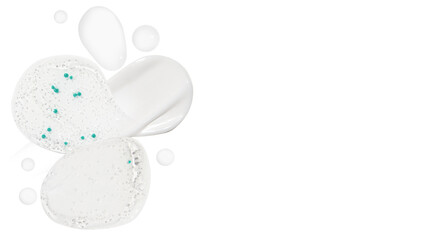 Set, composition of cosmetic strokes, cream, gel, serum clear