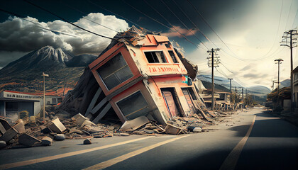 Natural disaster, earthquake Ai generated image