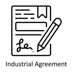 Industrial Agreement Outline Icon Design illustration. Smart Industries Symbol on White background EPS 10 File