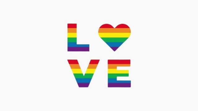 Animated rainbow love icons on green screen. Flat vector illustration isolated on green background.