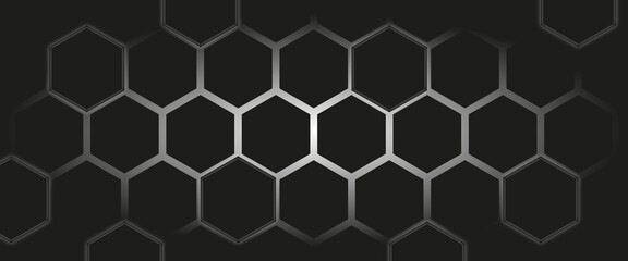 Hexagonal abstract metal background. Modern black texture background hexagon. Vector illustration.