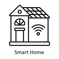 Smart Home Outline Icon Design illustration. Smart Industries Symbol on White background EPS 10 File
