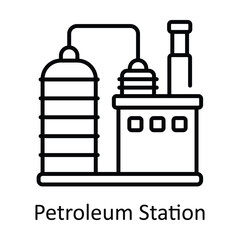 Petroleum Station Outline Icon Design illustration. Smart Industries Symbol on White background EPS 10 File