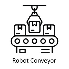 Robot Conveyor Outline Icon Design illustration. Smart Industries Symbol on White background EPS 10 File