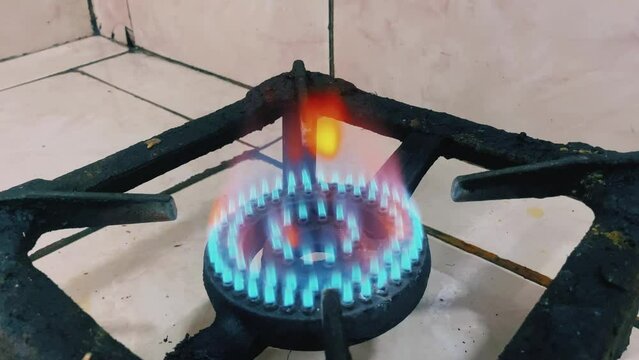 gas stove burning