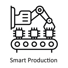 Smart Production Outline Icon Design illustration. Smart Industries Symbol on White background EPS 10 File