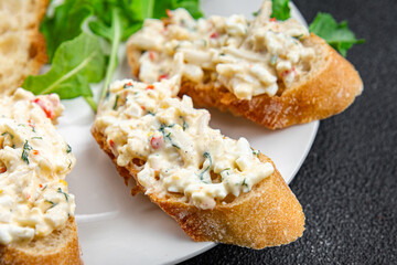 crab salad pate crab stick meal food snack on the table copy space food background rustic top view